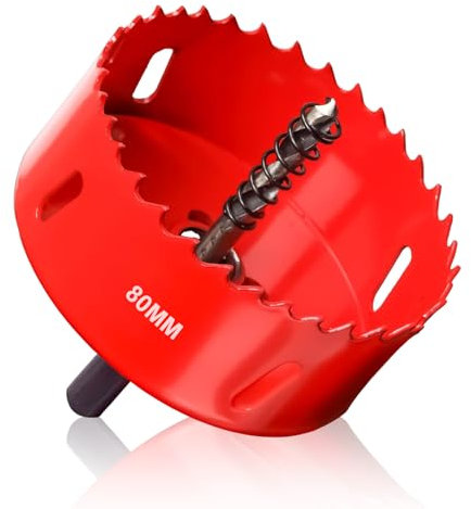Hole Saws Cutter, HSS Bi-Metal Drill Bit for Wood, Plastic, UPVC, Fiberglass and Plasterboard (80mm)