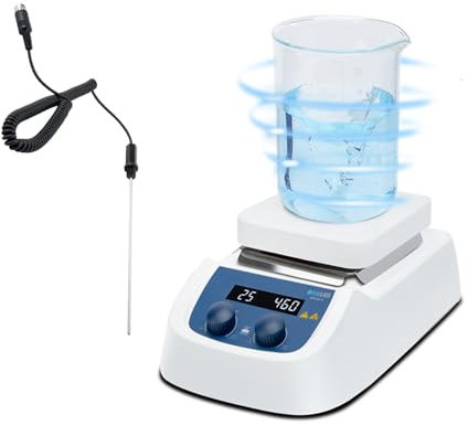 ONiLAB 5 inch LED Digital Square Hotplate Magnetic Stirrer Hot Plate with Ceramic Coated Lab Hotplate, 280℃ Stir Plate, Magnetic Mixer 3,000mL Stirring Capacity, 200-1500rpm, Stirring Bar Included