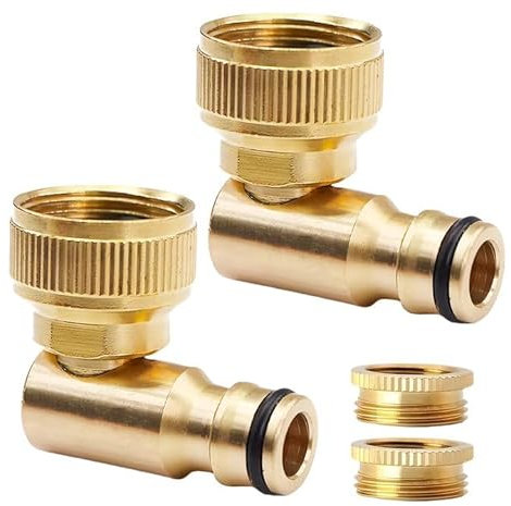 WANDGU 2 raccordi per rubinetto in ottone da 1/2 e 3/4: adattatore per rubinetto, connettore per tubo girevole a 360°, filettatura esterna per tubi da giardino, dispositivi di irrigazione, rubinetti