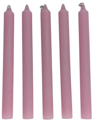 Solid Colour Dinner Candles, Pack of 5 Handmade Candles 20cm x 2cm Rustic Look Bistro Style Taper Candles (Pale Pink)