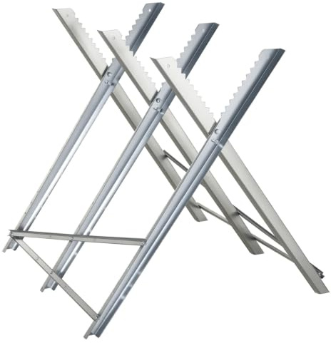 DURHAND Portable Sawhorse Saw Horse Adjustable Support 100 kg Silver | Heavy Duty, Foldable Sawhorse Stand, Steel Frame
