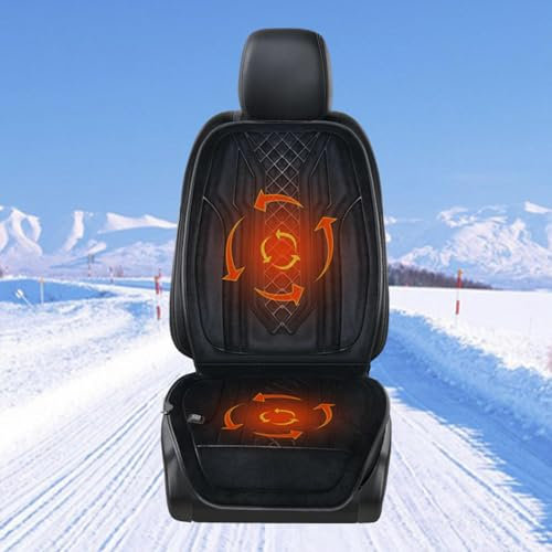 ErZhuiZi Sitzheizung Auto Auflage Sitzauflage mit Heizung Auto Heizdecke Autositz 12v Zigarettenanzünder Heizkissen Auto 12v Zigarettenanzünder,Black-1seat