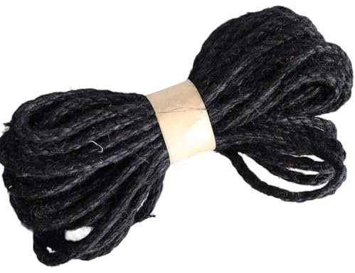 Wambere 6mm x 10m Juteseil Geflochtenes Hanfseil Juteschnur Zierseil Jutekordel Makramee Garn Paketschnur Juteband Dekoratives Seil für DIY Basteln Garten Heimdekoration Geschenkverpackung,Schwarz
