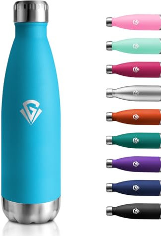 Borraccia Termica 500ml, Doppia Parete Isolata, Bottiglia Termica Senza BPA, Borraccia Acciaio Inox, Bottiglia Antigoccia, Borraccia Termica Riutilizzabile per Bambini, Ragazzi, Palestra, Viaggio