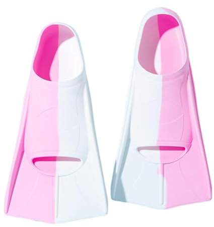 ENEN Swim Fins Adult Training Size 30-47, Silicone Training Fin Swimming Adjustable Lightweight Fins Soft Comfort for Kids Children Adult Men Women (BS20 Pink White,S(36-38))