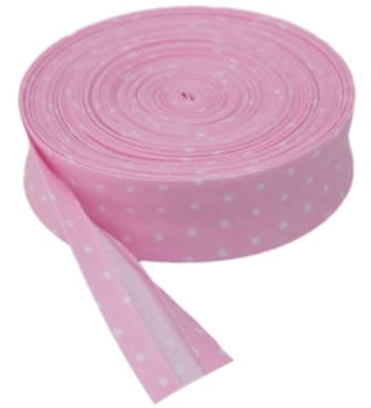 KIXZSAZ Baumwoll Schrägband, wunderschön verarbeitet mit vielseitigem Rand, gepunktetem und gestreiftem Schrägband, Hell Pink