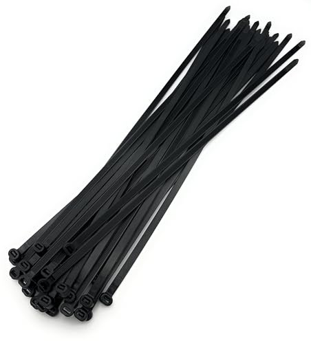 Boltza® Round Head Cable Ties 7.6mm x 400mm Black – Heavy-Duty UV-Resistant Nylon Zip Ties (20)
