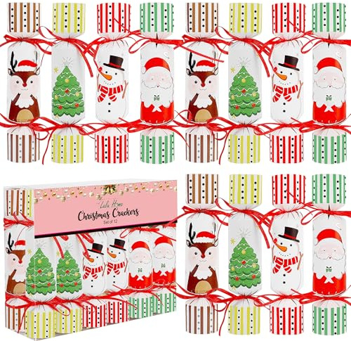 Lulu Home 12 Pack No-Snap Christmas Crackers Set