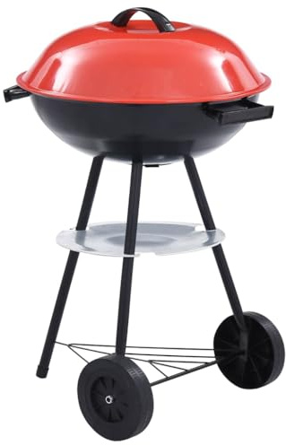 Tragbarer Holzkohle-Kugelgrill mit Rädern für Kochen im Freien und einfache Mobilität