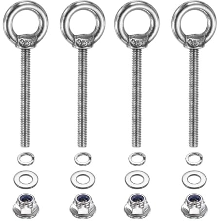 PATIKIL 4 Pezzi Bullone Ad Occhiello M4 X 40 Mm Anello Di Sollevamento | 304 Acciaio Inossidabile, Con Dado A Flangia Rondella Piatta E Rondella Di Blocco, Per Cinghie Di Interno, Con Spalla