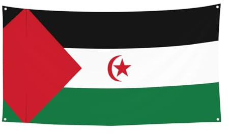 Bandera del Sáhara Occidental impresa bandera colgante – 70 x 35 pulgadas – Bandera de reunión de Navidad – 180 x 90 cm