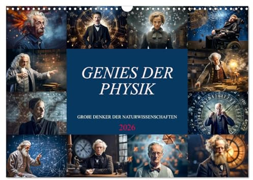 Genies der Physik (Wandkalender 2026 DIN A3 quer), CALVENDO Monatskalender: Monat für Monat eden Monat ein herausragendes Genie der Physikgeschichte, im Bild. (CALVENDO Wissenschaft)