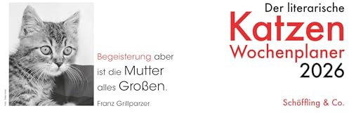 Der literarische Katzen Wochenplaner 2026: Zweifarbiger Tischkalender