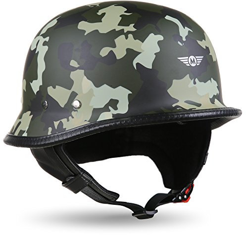 MOTO Helmets® D33 „Army Woods“ · Brain-Cap · Halbschale Jet-Helm Motorrad-Helm Roller-Helm Scooter-Helm Bobber Mofa-Helm Chopper Retro Cruiser Vintage Pilot · Schnellverschluss Tasche M (57-58cm)