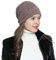 DonDon Mütze Damen Wintermütze Slouch Beanie gefüttert mit schwarzem Strass braun