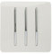 Trendi 3 Gang 2 way 240V Screwless Raised Front Plate Plastic Artistic Modern Glossy 10 Amp Chrome Rocker Triple Electrical Wall Light Switch Ice White - ART-SS6WH