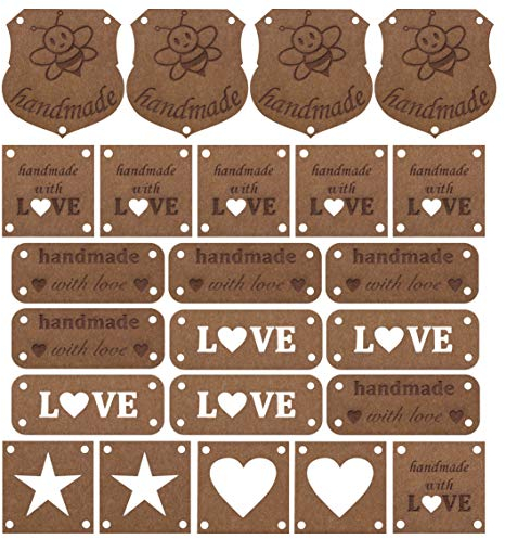 SnapPap Label Näh-Etikett Set zum Einnähen I Aufnäher Patches lederoptik I 100% vegane Etiketten (Starter-Set / 23 Stück)