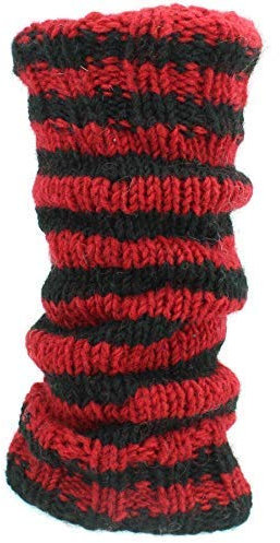 LOUDelephant Chunky Wool Knit Leg Warmers - Red & Black