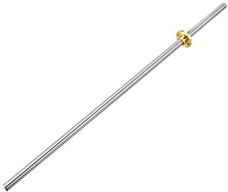 sourcing map 350mm Length T8 8mm Dia Lead Screw Rod,2 Lead Stainless Steel Lead Screw Rod With Copper Nut Trapezoidal Thread for 3D Printer Z Axis