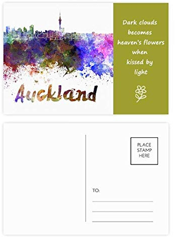 Auckland Neuseeland City Watercolor Poesie Postkarten-Set, Danksagungskarte, Postkarte, 20 Stück