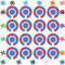 Acclaim Lawn Bowls Identification Stickers Markers Standard 5.5 cm Diameter 4 Full Sets Of 4 Self Adhesive Segmented Two Colour (Royal Blue/Red)