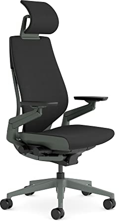 Steelcase Gesture Ergonomischer Bürostuhl mit 360° Armlehnen, 3D-Live Back Lumbalstütze, anpassbarer Kopfstütze Onyx Schwarz, 66 x 62.5 x 107