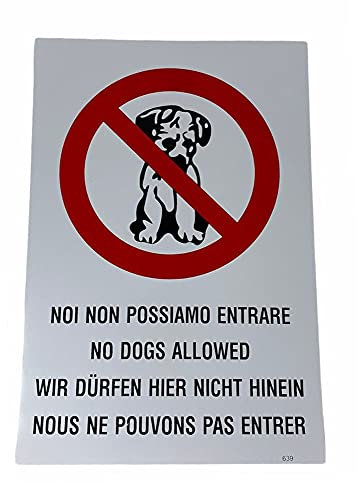 Vetrineinrete® Cartello divieto Accesso Cane plastificato con Biadesivo Targa simbolica segnaletica 30.5x20 cm D67