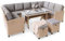 di volio Polyrattan Sitzgruppe Livorno - Lounge Gartenmöbel-Set mit Ecksofa, Tisch, 2 Hockern - Loungemöbel in Rattan-Optik inkl. eine Fleecedecken (beige)