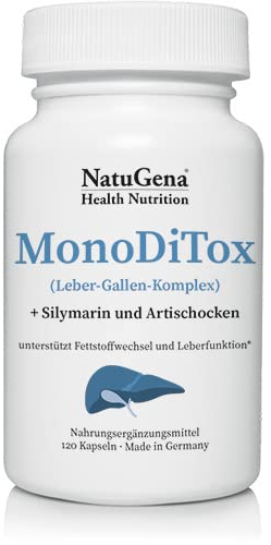 NatuGena MonoDiTox, Leber-Gallen-Komplex, Cholin, Artischocke, Mariendistel, Löwenzahn & Brennnessel, 120 Kapseln (1 Monats Packung)