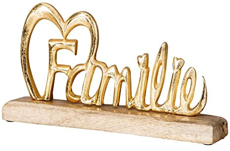 levandeo Schriftzug Familie Gold L30cm Mango Holz Aufsteller Buchstaben Tisch-Deko Wohndekoration