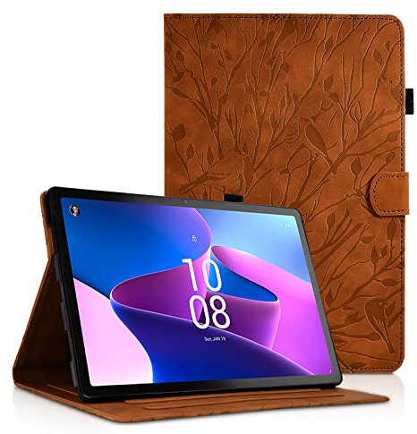 Vkooer Funda para Galaxy Tab A8 10,5 Pulgadas SM-X200 / X205 Carcasa Funda Protectora con Ranura para Tarjetas y Función de Soporte, Samsung Galaxy Tab A8 2021 Case, Pájaro Marrón