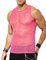Casey Kevin Transparente Camiseta de Tirantes Malla para Hombre Camiseta de Rejilla, Hombres Fishnet Camiseta de Mangas para Clubwear Club,L3-rosa