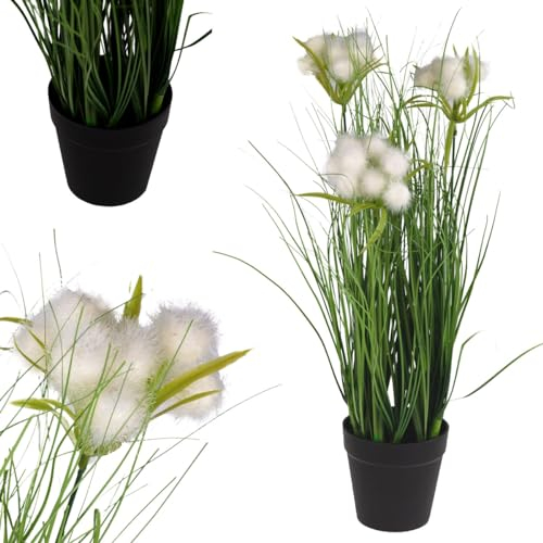 Martom Dekoratives Pampasgras im Topf, 45cm, flauschig, grün Topfknopf-Kunstrasen, Künstliches Kugelgras, Künstliches Ziergras, Künstliches Ziergras, Ziergras, Grasbüschel, Ziergras, Borstenhirse,