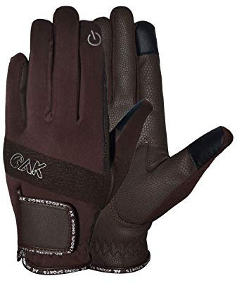 AK Reithandschuhe mit Champion-Griff und Prägung entlang der Touch-Funktion AKRS-8044 (Braun, M)