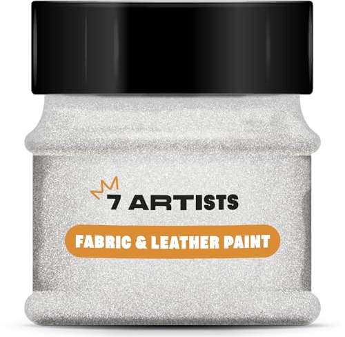 7 Artists Pittura per Tessuti Argento Glitter 50 ml Colori per Tessuti | Colori per Tessuti Permanenti | Vernice per Tessuti | Tintura per Scarpe | Tintura per Tessuti | Colori per Scarpe