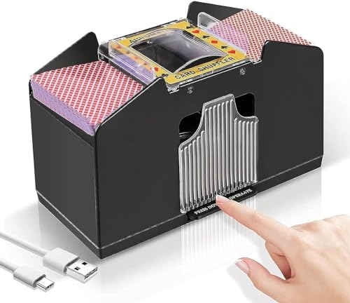 UNISOPH Kartenmischmaschine, Kartenmischmaschine Elektrische 1-4 Deck, USB Und Batteriebetrieben, Mischmaschine Karten Eignet Sich Zum Spielen Von Karten Wie Poker, UNO-Kartenspielen Und Blackjack