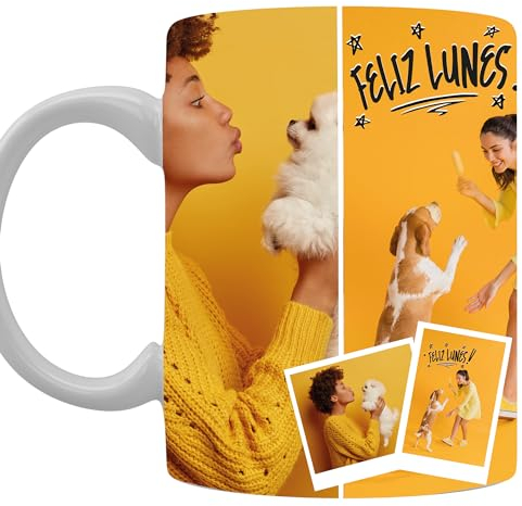 Tazas Personalizada Con Dos Fotos - Taza personalizada Foto - Regalo Personalizado - Diseña tus Tazas con tu Foto y Texto - Color: Blanco - Material: Cerámico - Regalo Original.