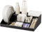 Baroni Home Organizer da caffetteria in Plastica Resistente 10 Scomparti, per Bicchierini, Posate, Zucchero, Cucchiaini, Cannucce e Bicchieri, Funzionale e Facile da Pulire, 44x27x12 cm, Nero