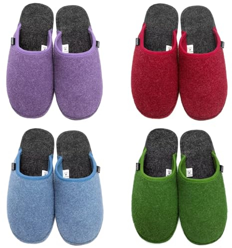 GURGER Pantofole per Ospiti Antiscivolo Lavabili Ciabatte in feltro per Casa, Hotel, Spa, Viaggi, Multicolore Set di 4