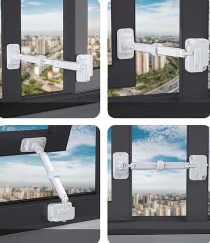 Cispree 2Pack Window Child Safety Lock No Drilling,for UPVC,Wooden, Metal, Aluminum Window Frames, Sash Restrictors Stopper Self Adhesive, Easy Install (White)