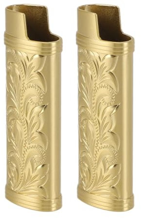 IDZNFNFX Scatola for accendini da 2 Pezzi, Scatola Porta accendini in Lega di Zinco, Portatile, Motivo Floreale, Adatta for Esterni, Collezione, Regalo for Uomo(C)
