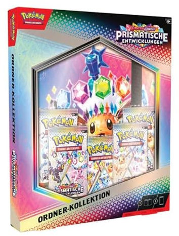 Prismatische Entwicklungen Ordner Collection DEUTSCH | Pokémon Karmesin & Purpur 08.5 | 5 Boosterpacks + Kartenordner für 378 Karten + Heartforcards® Versandschutz