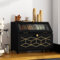 MROJISC Black Bread Bin, Wooden Bread Bin Double Layer with Transparent Window, Large Breadbox Bread Bins for Kitchen Countertop Food Storage