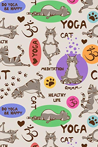 Notizbuch: Yoga Katzen Cover Design / 120 Seiten / Kariert / DIN A5 + (15,24 x 22,86 cm) / Soft Cover