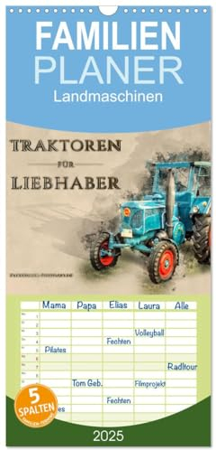 Familienplaner 2025 - Traktoren für Liebhaber mit 5 Spalten (Wandkalender, 21 cm x 45 cm), CALVENDO
