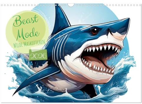 Beast Mode - Wilde Maskottchen (Wandkalender 2026 DIN A3 quer), CALVENDO Monatskalender: Dieser Kalender präsentiert kraftvolle Raubtiere in Form von ... maskottchenartigen Logos. (CALVENDO Tiere)