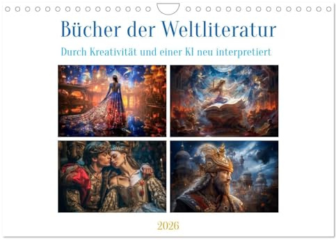 Bücher der Weltliteratur (Wandkalender 2026 DIN A4 quer), CALVENDO Monatskalender: Bücher der Weltliteratur sind bedeutende Werke aus verschiedenen ... Autoren aus der ganzen Welt. (CALVENDO Kunst)