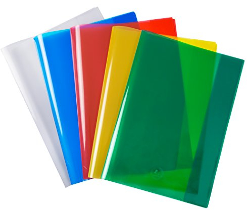 JOLLY Heftschoner in 5 bunten Farben, A4, aus extra-starkem Polypropylen, Ultraschallverschweißung der Einschublaschen, perfekter Schutz für Hefte und Bücher, Schulbedarf
