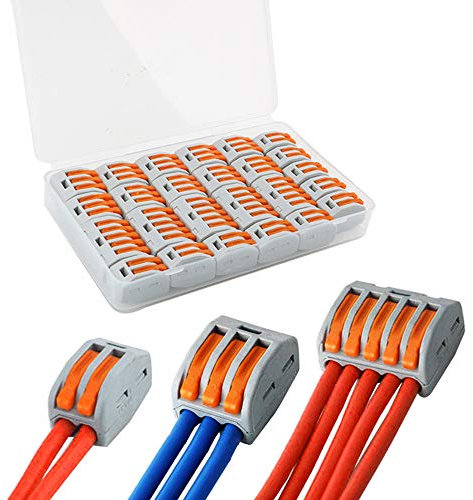 QitinDasen 25Pcs Leva-Dado Cavo Connettori Set, Connettore Conduttore Compatto, Morsettiera Cavo Connettore Molla Rapido (KV222-412, KV222-413, KV222-415)