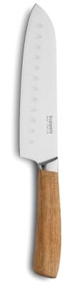 Kuppels Wood Santoku Messer mit Kullenschliff, 17 cm Klingenlänge, extrem scharf & schnitthaltig, Messer mit Holz-Griff aus Akazie, rostfrei & poliert, japanischer Messer-Typ, Allesschneider